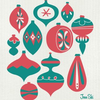 Christmas Holiday Ornaments 2-color Red + Green