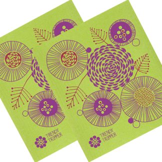 Floral Set of 2 - Red + Purple on Apple
