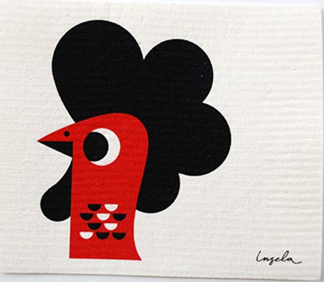 Modern Retro Rooster - Red & Black