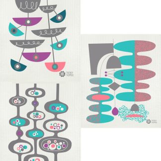 Pods + Slicers + Pendants 3-pack: Grey + Turquoise on Natural