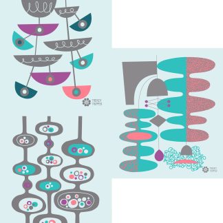 Pods + Slicers + Pendants 3-pack: Grey + Turquoise on Pastel Green