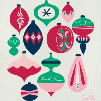 Christmas Holiday Ornaments 4-color Red/Pink/Navy/Green