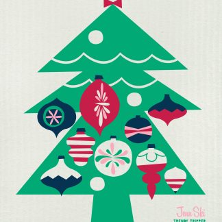 Christmas Holiday Tree 4-color Red/Pink/Navy/Green