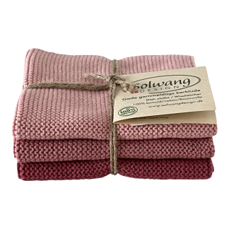 SOLWANG DESIGN Danish ORGANIC Cotton Dishcloth Trio - 3 Shades Antique Rose
