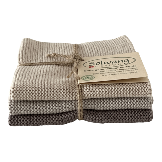 SOLWANG DESIGN Danish ORGANIC Cotton Dishcloth Trio - Ash Grey Combi