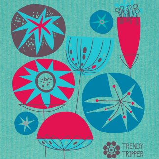 ATOMIC FLOWER ON BLUE ON TURQUOISE JENN SKI