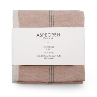 Aspegren 1-Pc 55% Linen + 45% Organic Cotton Tea Towel - Pinstripes Latte