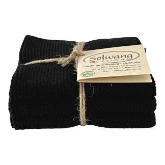 SOLWANG DESIGN Danish ORGANIC Cotton Dishcloth Trio - 3 BLACK