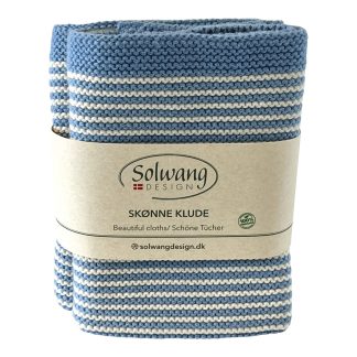 SOLWANG DESIGN Danish 100% ORGANIC Cotton 2-pk STRIPE Cloth 10"x10" - Blue