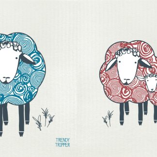 Eco Sponge Cloth Sheep 2-Pk Cobalt + Bordeaux