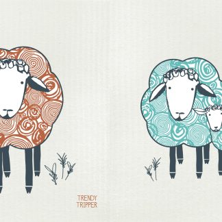 Eco Sponge Cloth Sheep 2-Pk Mint + Terracotta