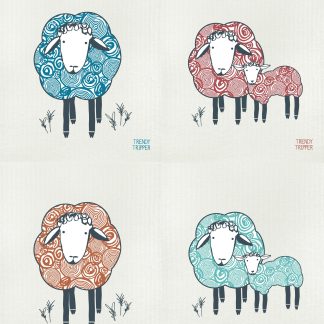 Eco Sponge Cloth Sheep 4-Pk Mint + Terracotta + Cobalt + Bordeaux