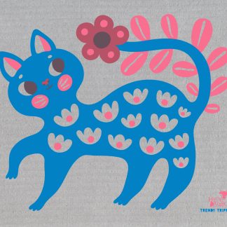 Helen Dardik Blue Cat on Grey