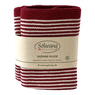 SOLWANG DESIGN Danish 100% ORGANIC Cotton 2-pk STRIPE Cloth 10"x10" - Deep Red