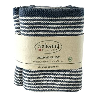 SOLWANG DESIGN Danish 100% ORGANIC Cotton 2-pk STRIPE Cloth 10"x10" - Dark Rustic Blue
