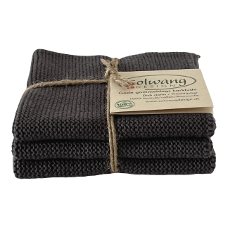 ORGANIC Cotton Dishcloth Trio - 3 same DARK STEEL