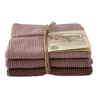 SOLWANG DESIGN Danish ORGANIC Cotton Dishcloth Trio - 3 Shades Dusty Rose
