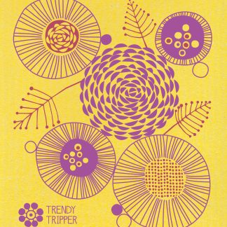 Floral Red + Purple on Yellow