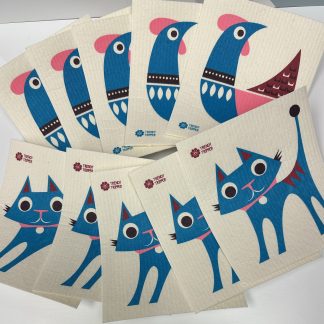 10-Pk Swedish Dishcloths Sale 10 for $18: 5 Turquoise Cats/5 Turq Dogs