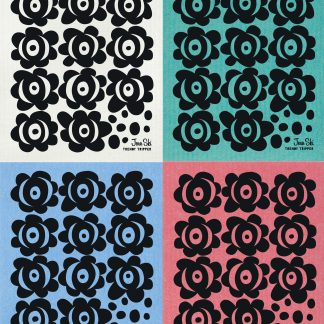 4-Pk Swedish Garden BLACK on Multi Color SPECIAL