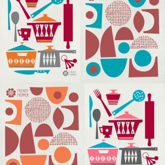 SCANDI KITCHEN + ABSTRACT - MCM - Jenn Ski Design - 4-Pk