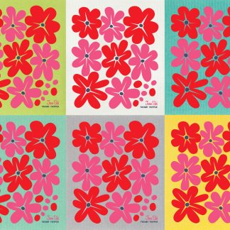 6-Pk Swedish Blommor Flowers Red/Pink on MultiColors