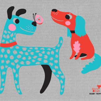 Helen Dardik Cute Turquoise Dogs on Grey