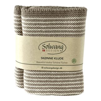 SOLWANG DESIGN Danish 100% ORGANIC Cotton 2-pk STRIPE Cloth 10"x10" - Khaki