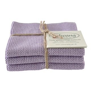Cotton Dishcloth Trio - 3 same Light PURPLE - "Not Organic"