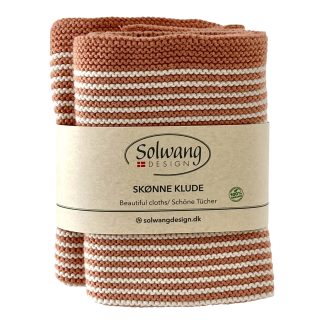 SOLWANG DESIGN Danish 100% ORGANIC Cotton 2-pk STRIPE Cloth 10"x10" - Masala