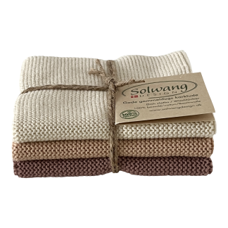 SOLWANG DESIGN Danish ORGANIC Cotton Dishcloth Combi - 3 Nougat Light and Dark