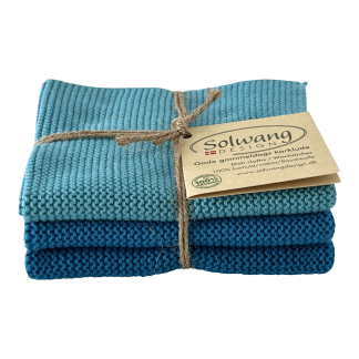 SOLWANG DESIGN Danish ORGANIC Cotton Dishcloth Trio - Ocean Blue Combi
