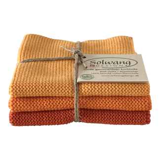 SOLWANG DESIGN Danish ORGANIC Cotton Dishcloth Trio - 3 Shades Orange Combi