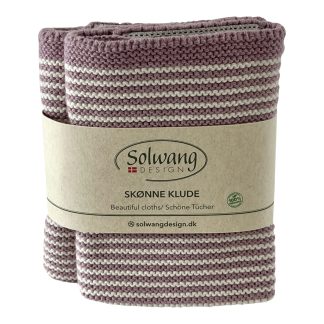 SOLWANG DESIGN Danish 100% ORGANIC Cotton 2-pk STRIPE Cloth 10"x10" - Orchid
