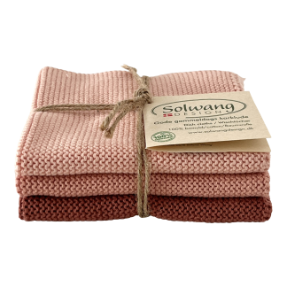 SOLWANG DESIGN Danish ORGANIC Cotton Dishcloth Trio - 3 Shades Peach
