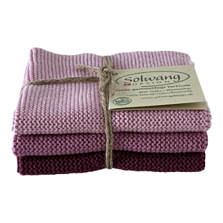 SOLWANG DESIGN Danish ORGANIC Cotton Dishcloth Trio - 3 Shades Plum