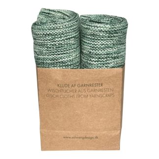 SOLWANG DESIGN 2-Pk Dishcloth Made w/ Yarn Scraps - Rustic Green Mix