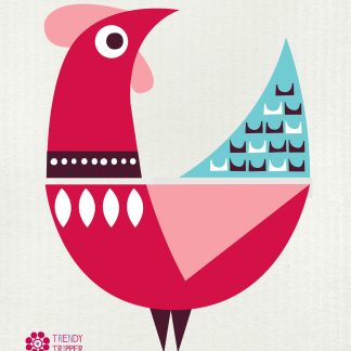 Rooster Modern Red + Pink on Natural