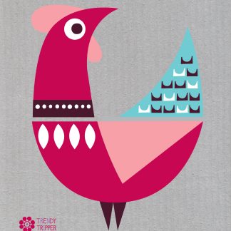 Rooster Modern Red + Pink on Grey