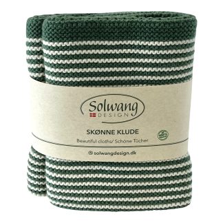 SOLWANG DESIGN Danish 100% ORGANIC Cotton 2-pk STRIPE Cloth 10"x10" - Seagreen