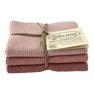 SOLWANG DESIGN Danish ORGANIC Cotton Dishcloth Trio - 3 Shades Smoky Rose