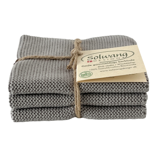 ORGANIC Cotton Dishcloth Trio - 3 same MEDIUM STEEL Trio