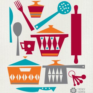 Scandinavian Kitchen MCM Red + Orange on Natural